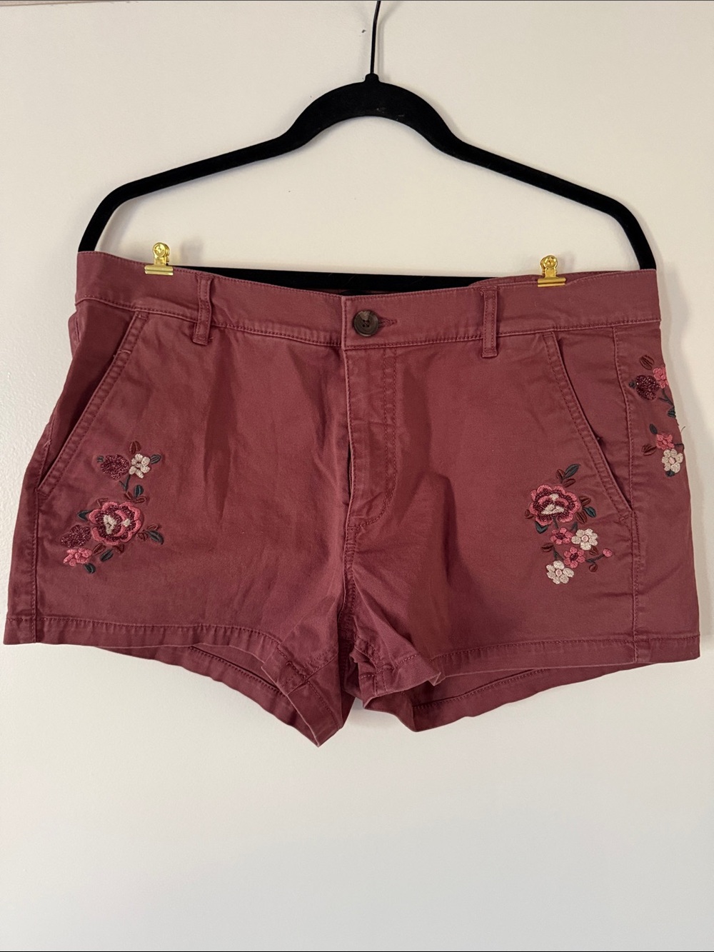 Express Mauve Floral Embroidered High Waist Shorts